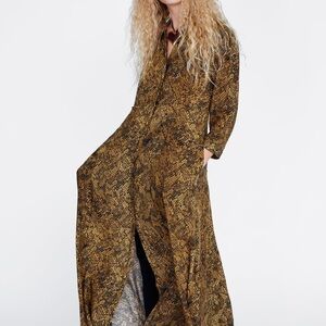 Zara snake print midi shirt dress